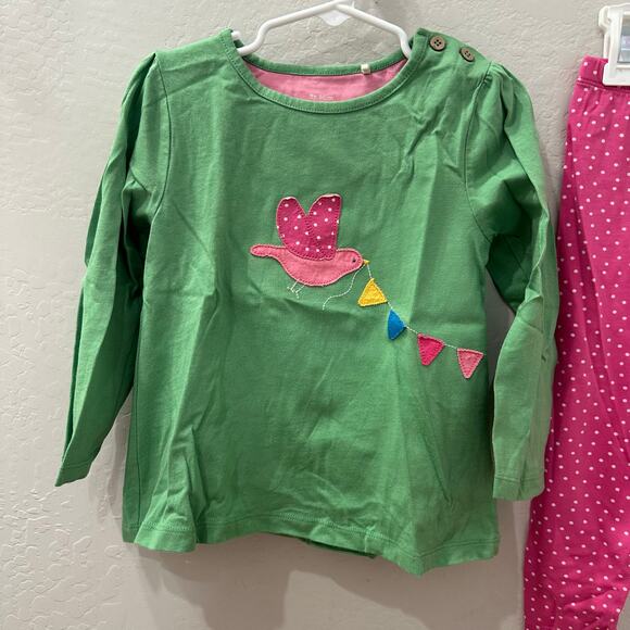 Kite Bird Appliqué Long Sleeve Shirt & Pink Polka Dot Leggings Outfit - Picture 2 of 9